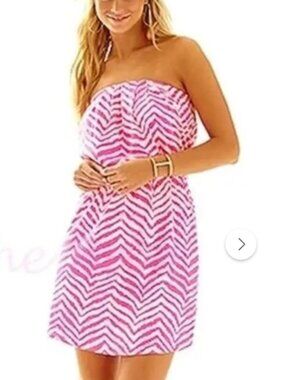 Lilly Pulitzer Windsor Strapless Dress Tropical Pink Zebron Size M